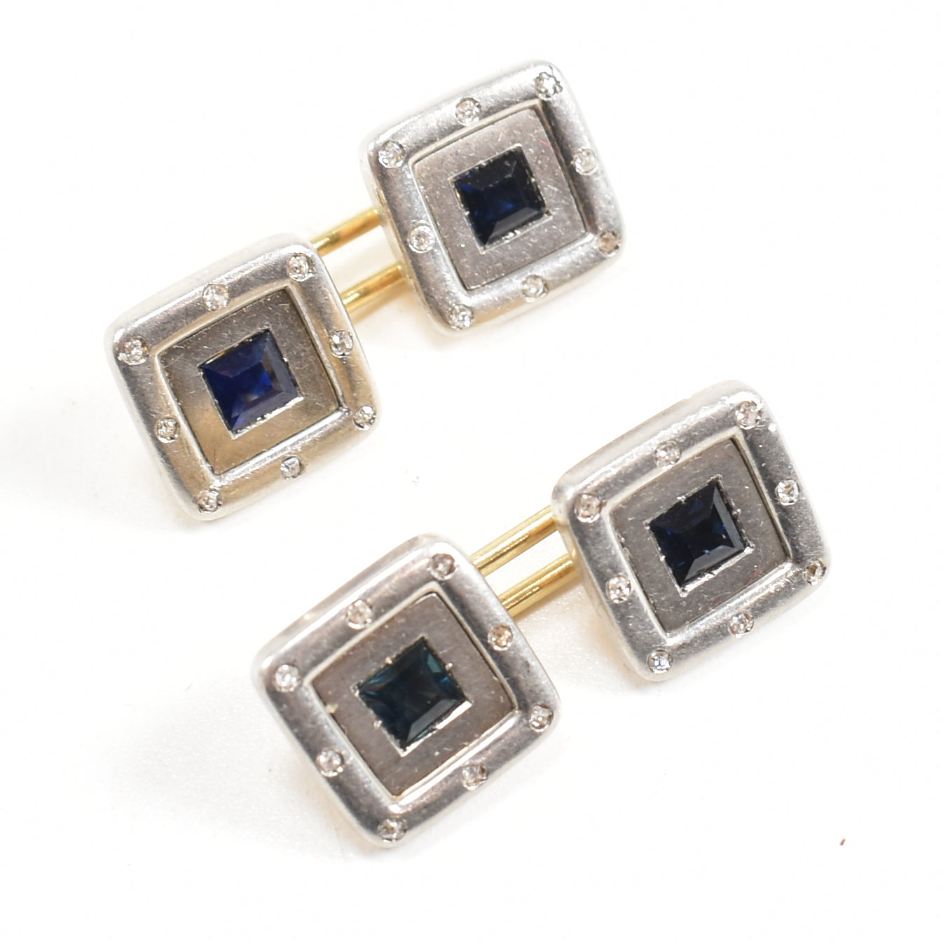 PAIR OF ART DECO SAPPHIRE & DIAMOND CUFFLINKS - Image 3 of 6