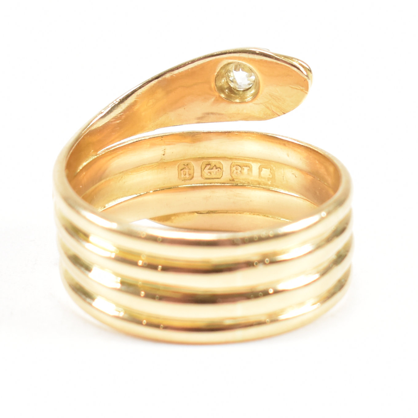 VICTORIAN HALLMARKED 18CT GOLD & DIAMOND SNAKE RING - Image 4 of 6