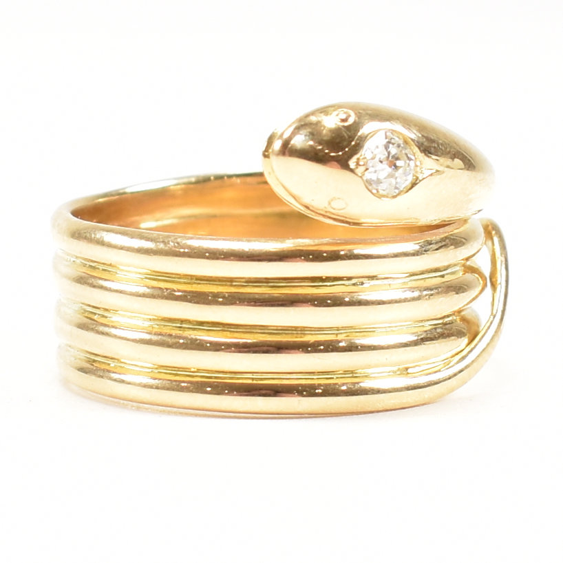 VICTORIAN HALLMARKED 18CT GOLD & DIAMOND SNAKE RING - Image 2 of 6