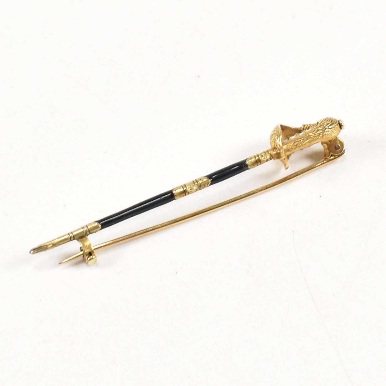 EARLY 20TH CENTURY CASED GOLD ENAMEL SWORD BROOCH PIN - Image 3 of 8