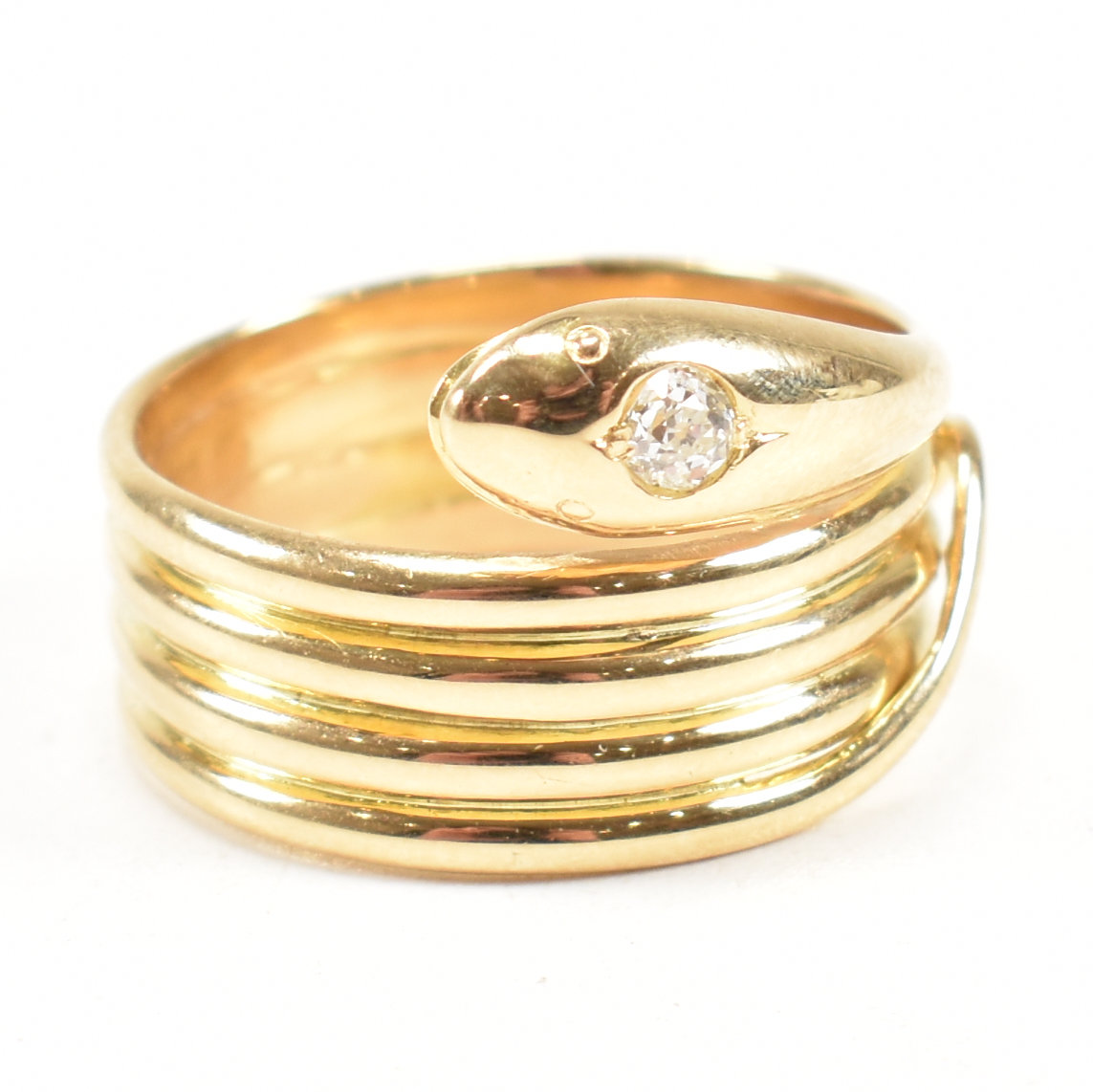 VICTORIAN HALLMARKED 18CT GOLD & DIAMOND SNAKE RING - Image 5 of 6