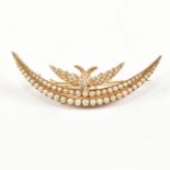 19TH CENTURY 15CT GOLD SWALLOW & CRESCENT BROOCH PIN