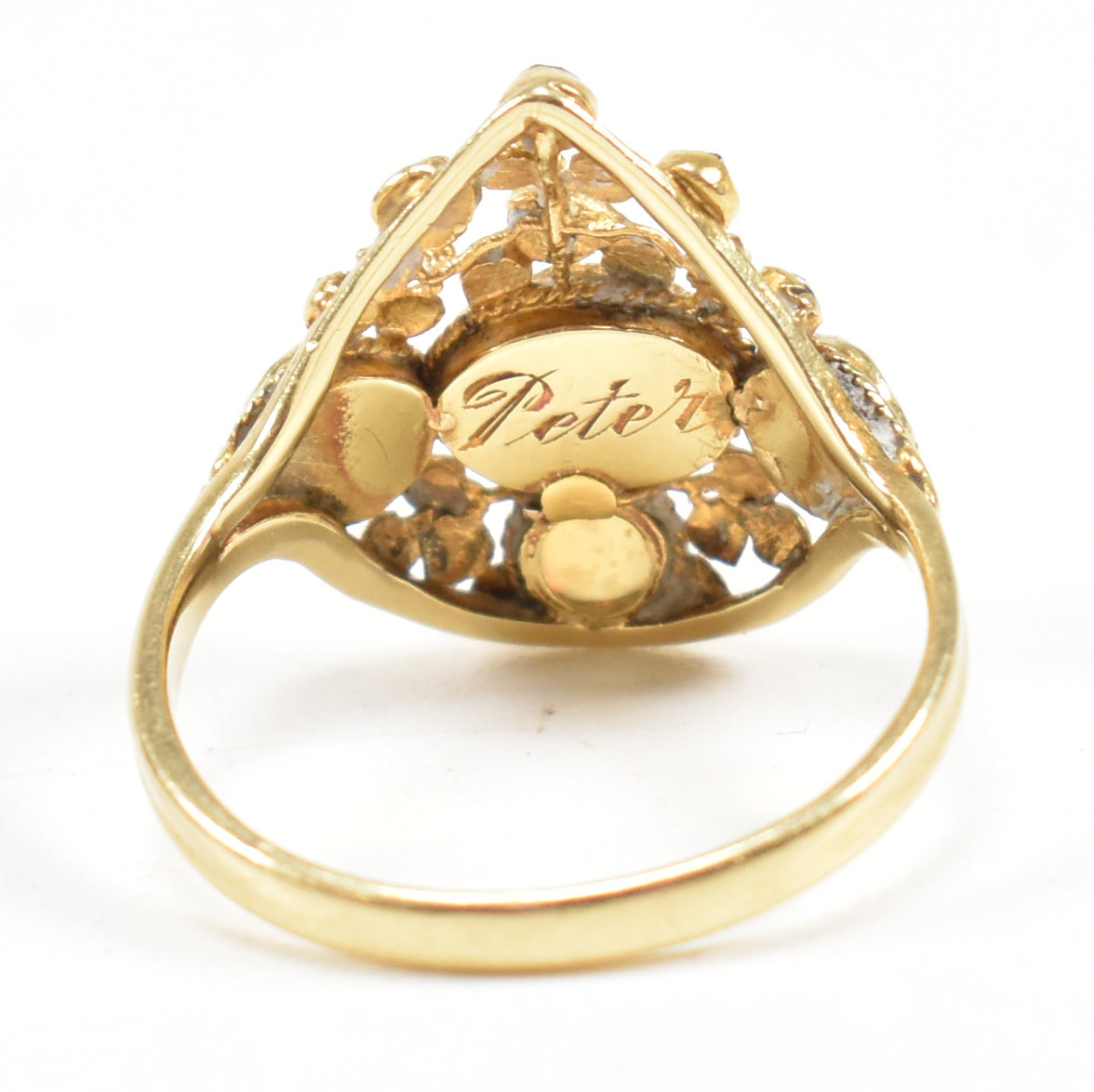 ART NOUVEAU 18CT GOLD OPAL & DIAMOND PANEL RING - Image 6 of 9