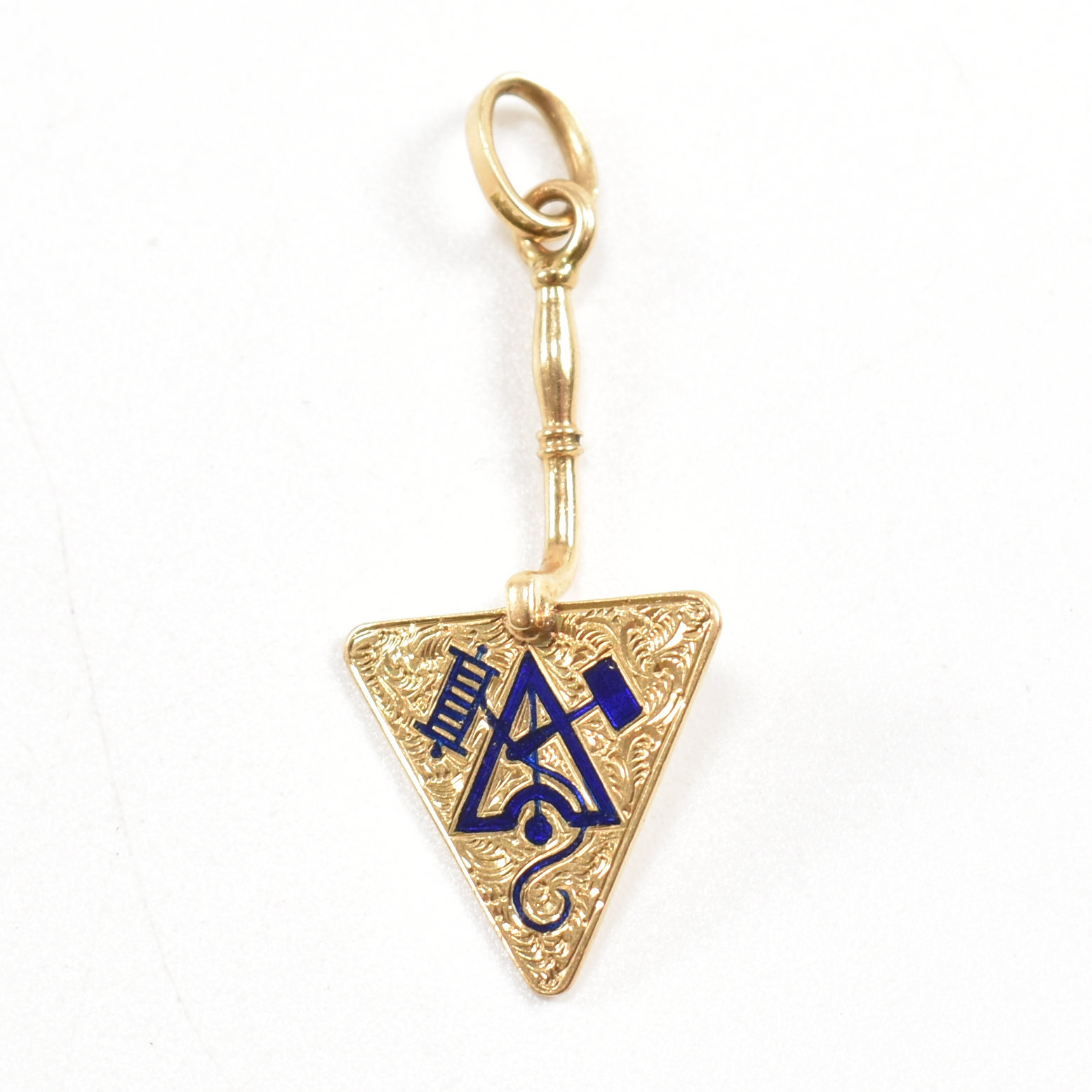 SWEDISH 18CT GOLD & ENAMEL MASONIC PENDANT TROWEL - Image 8 of 8