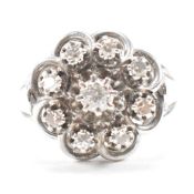 VINTAGE FRENCH 18CT WHITE GOLD & DIAMOND CLUSTER RING
