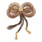 19TH CENTURY VICTORIAN HAIR WORK GOLD BROOCH