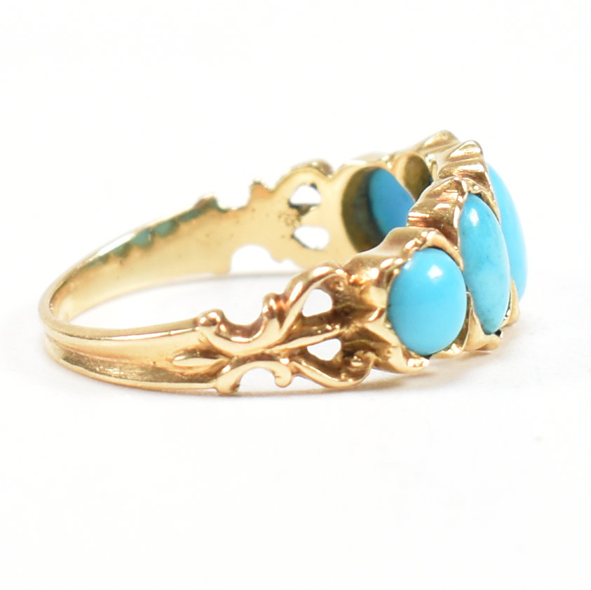 19TH CENTURY VICTORIAN FIVE STONE TURQUOISE SET RING - Image 3 of 8