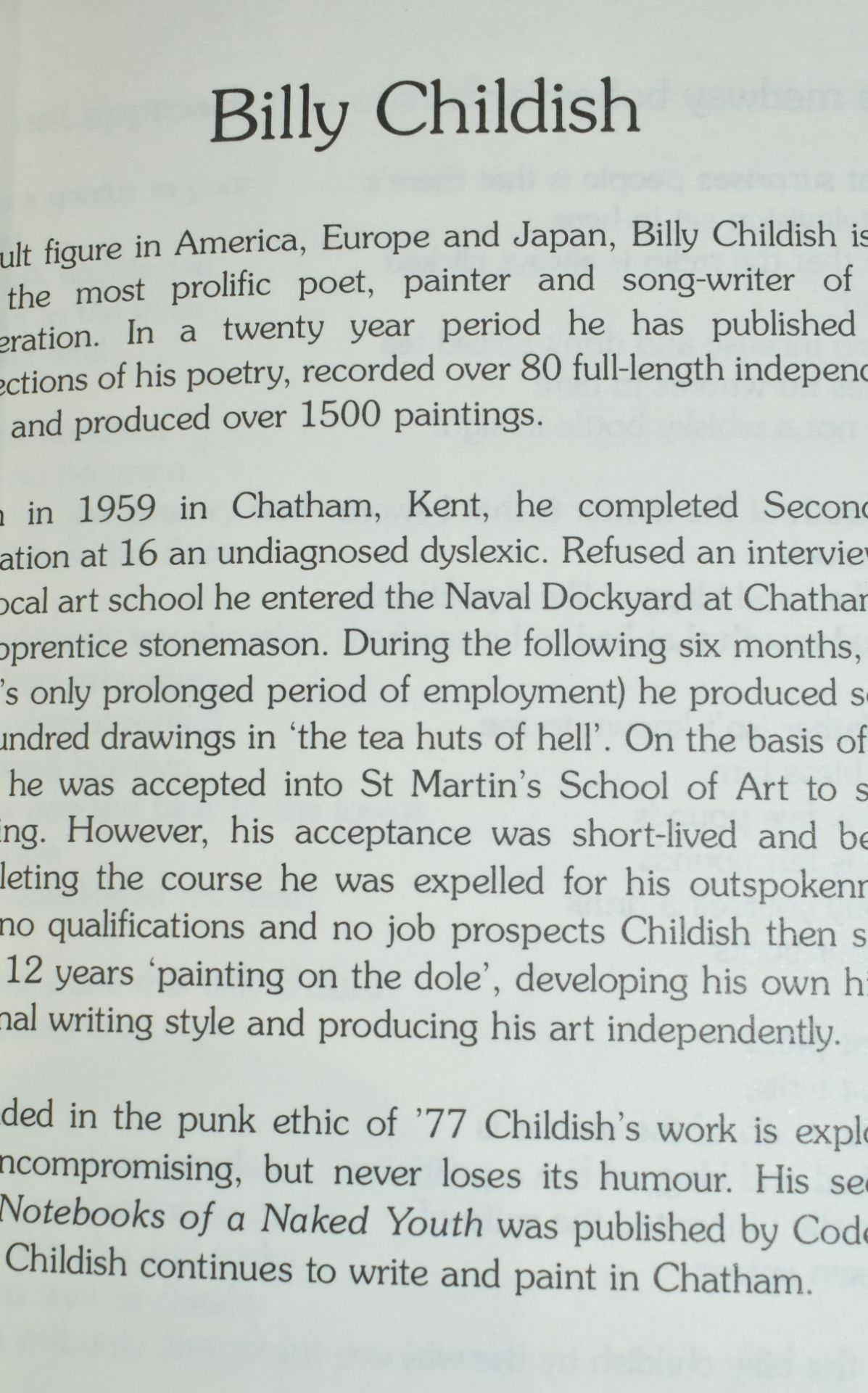 SIX DAYS OF HUNGER - SIGNED BY BILLY CHILDISH - Image 3 of 7