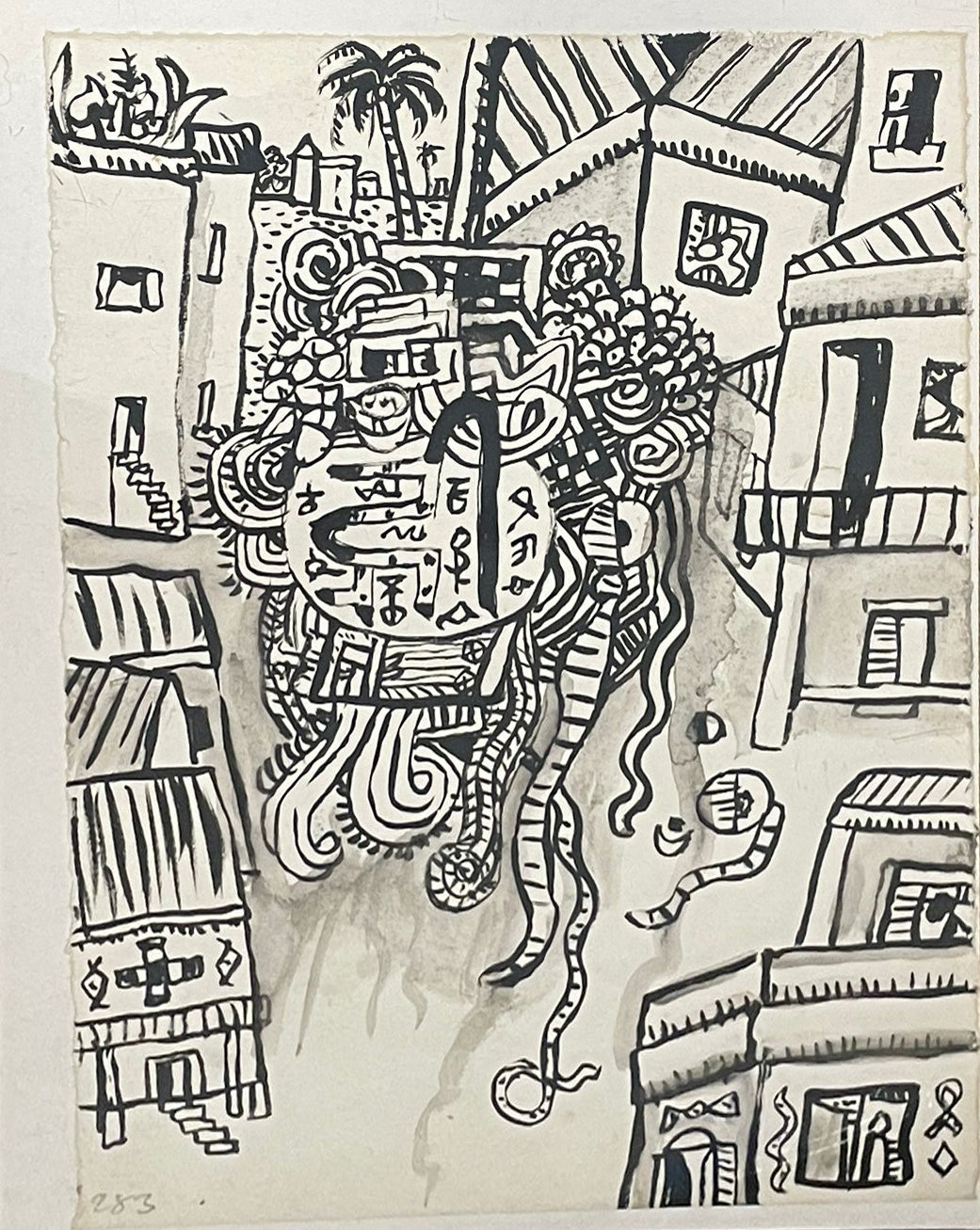 ALAN DAVIE (1920-2014).- VILLAGE MYTHS DRAWING 283 - INK ON PAPER - Image 2 of 9