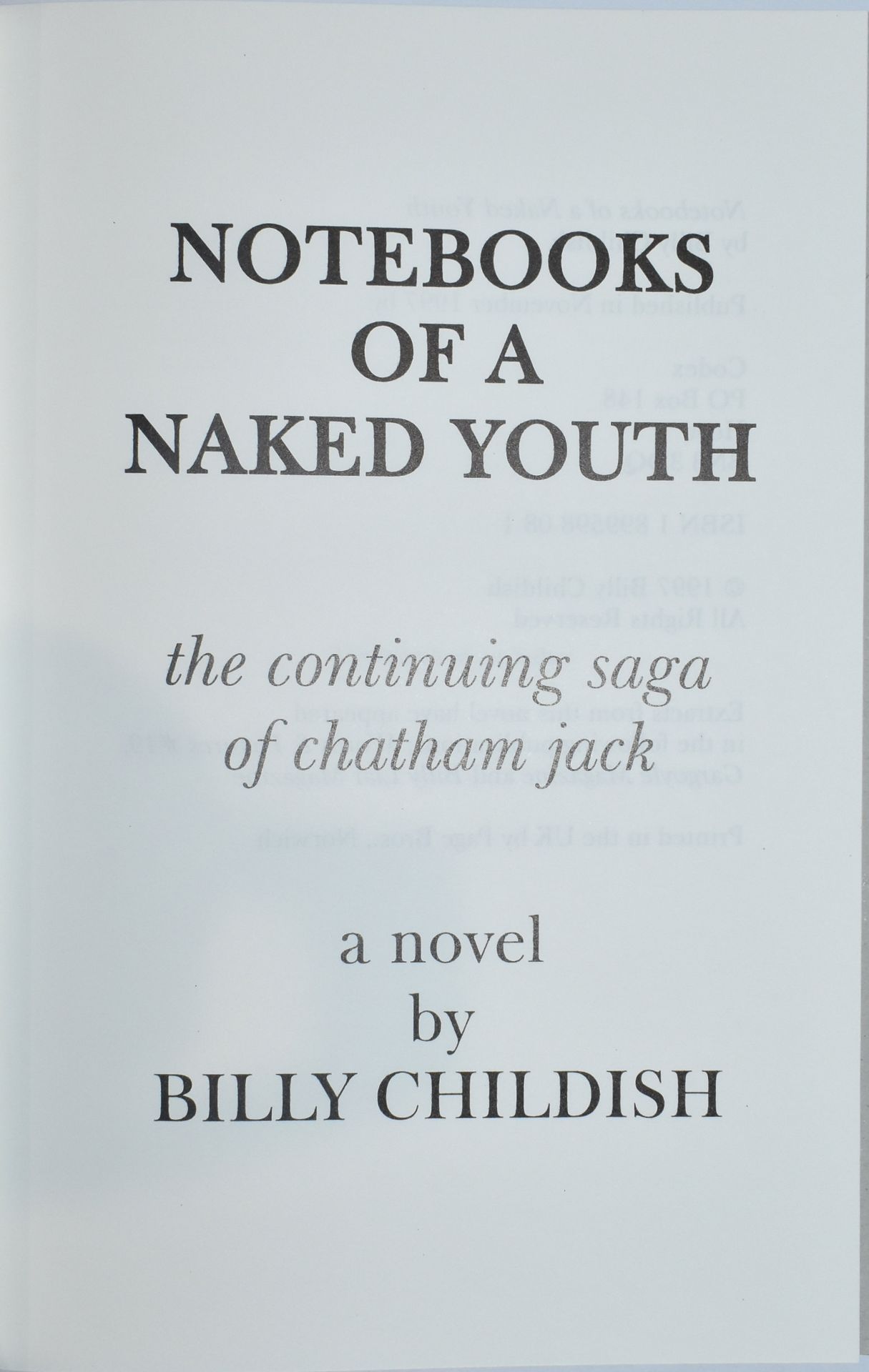 NOTEBOOKS OF A NAKED YOUTH - SIGNED BY BILLY CHILDISH - Image 6 of 7