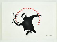 MRS BANKSY (BRITISH) - FLOWER THROWER - LOVE IS IN THE AIR