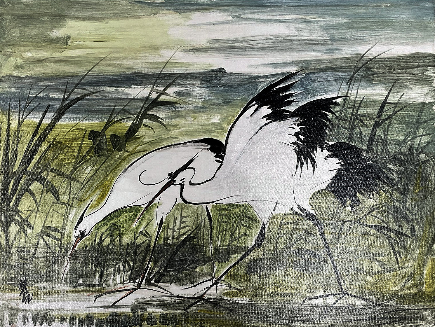 LIN FENGMIAN 林风眠 (1900-1991) - PAIR OF HERONS 双鹭