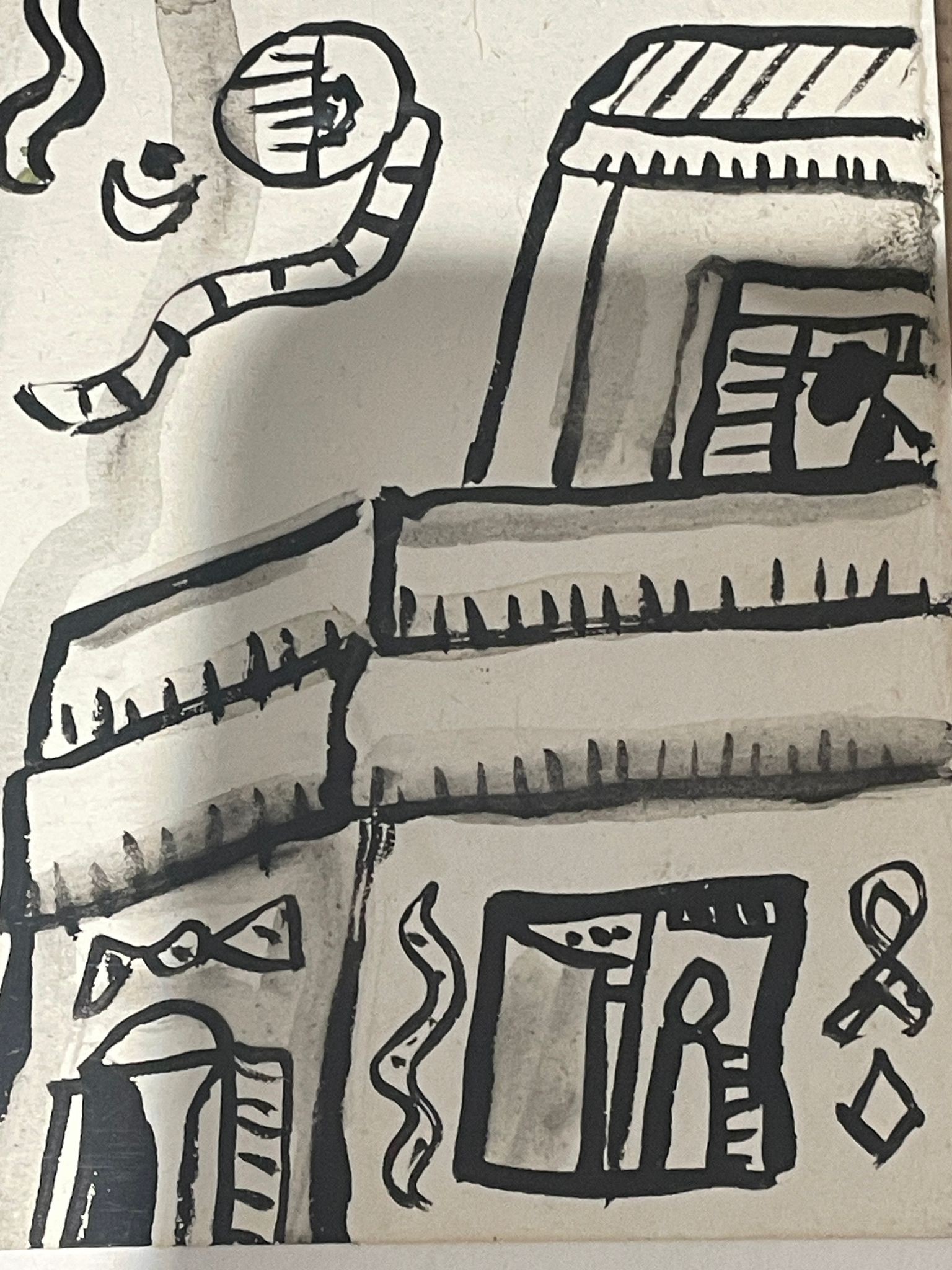 ALAN DAVIE (1920-2014).- VILLAGE MYTHS DRAWING 283 - INK ON PAPER - Image 6 of 9