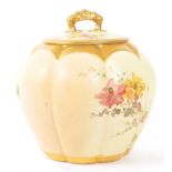 19TH CENTURY ROYAL WORCESTER IVORY BLUSH MELON CRACKER JAR