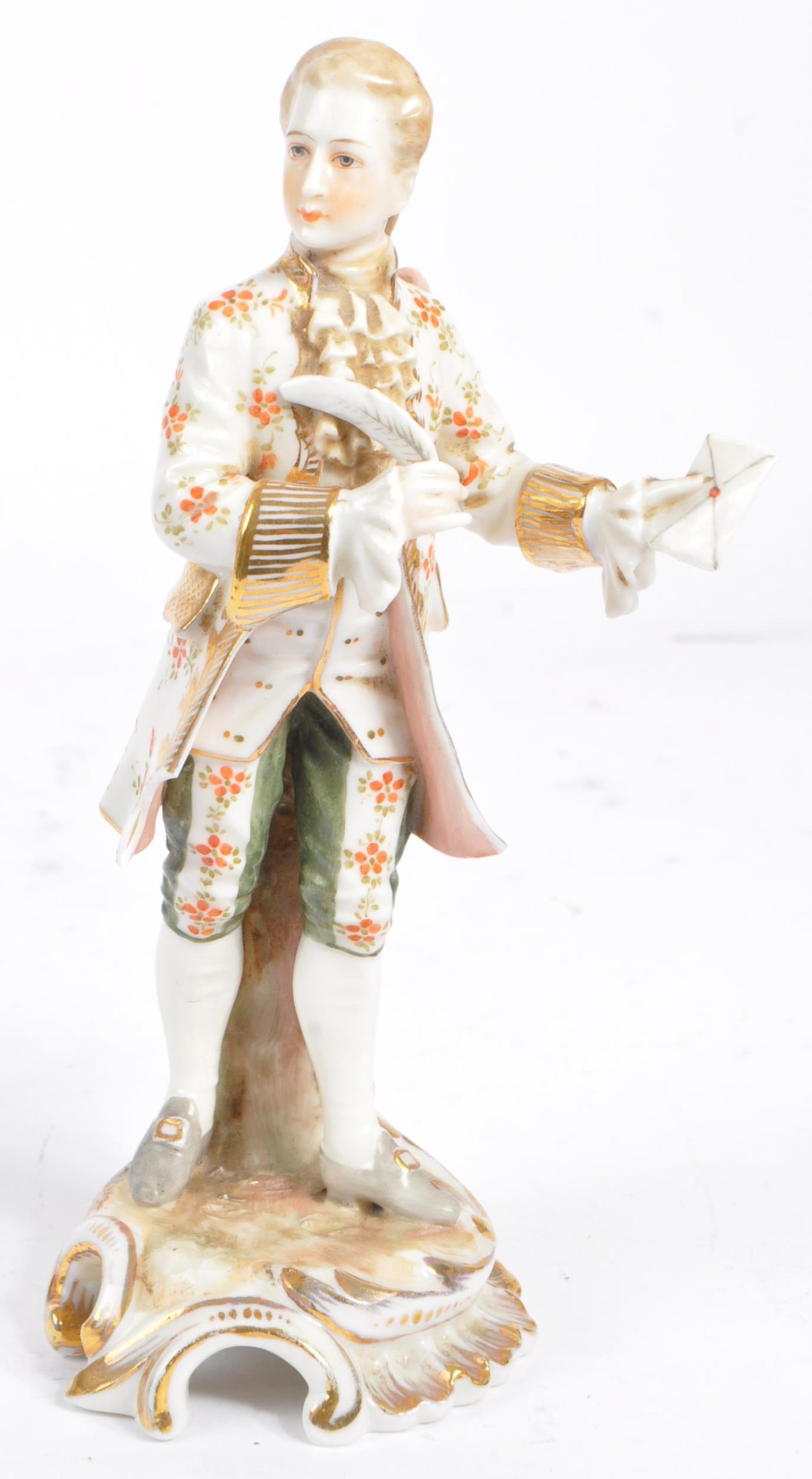 THREE 19TH CENTURY MEISSEN STYLE CONTINENTAL PORCELAIN FIGURES - Image 2 of 6