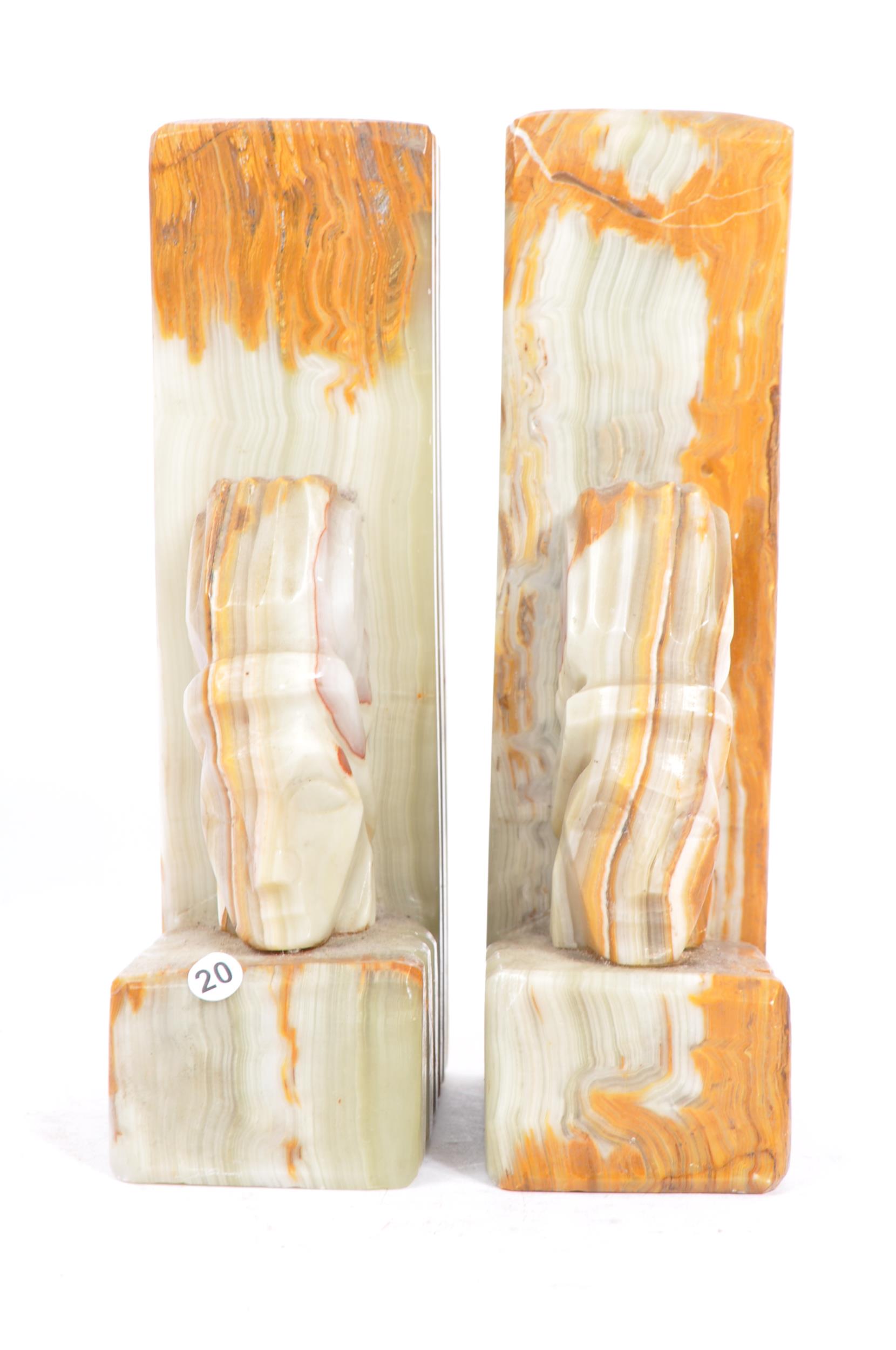 PAIR OF MID CENTURY ALABASTER TRIBAL AFRICAN BOOKENDS - Image 2 of 6