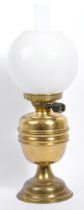 20TH CENTURY BRASS OIL LAMP WITH GLASS SHADE