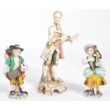 THREE 19TH CENTURY MEISSEN STYLE CONTINENTAL PORCELAIN FIGURES