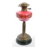 20TH CENTURY PINK OPALINE BRITISH MADE GLASS OIL LAMP BY DUPLEX
