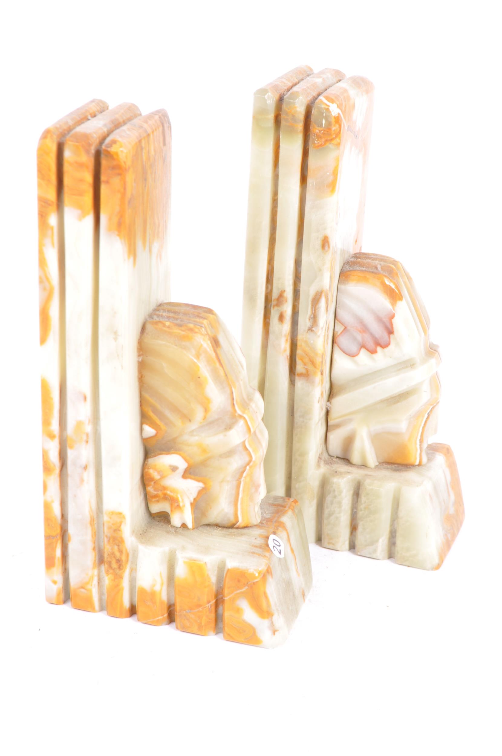 PAIR OF MID CENTURY ALABASTER TRIBAL AFRICAN BOOKENDS - Image 5 of 6