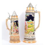 TWO VINTAGE 20TH HAND PAINTED WEST GERMAN BEER STEINS