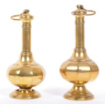 PAIR OF EARLY 20TH CENTURY BRASS ROSE WATER SHAKERS