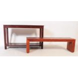 FAUX CROCODILE SKIN CONSOLE HALL TABLE & LEATHER BENCH