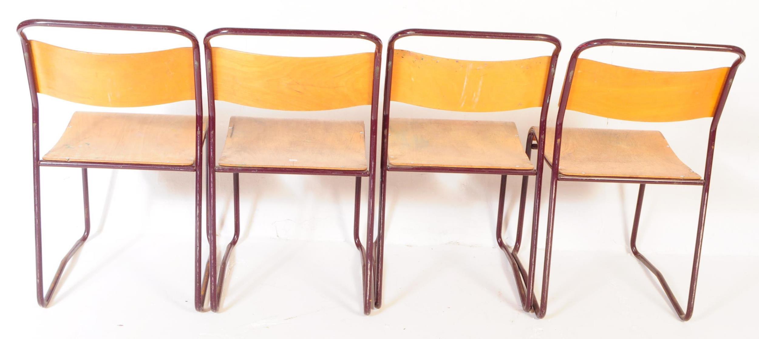 SET OF FOUR VINTAGE 20TH CENTURY SCHOOL STACKING CHAIRS - Image 4 of 6