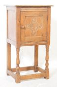 ARTS & CRAFTS CARVED OAK POT BEDSIDE CUPBOARD BY NEWMAN & CO