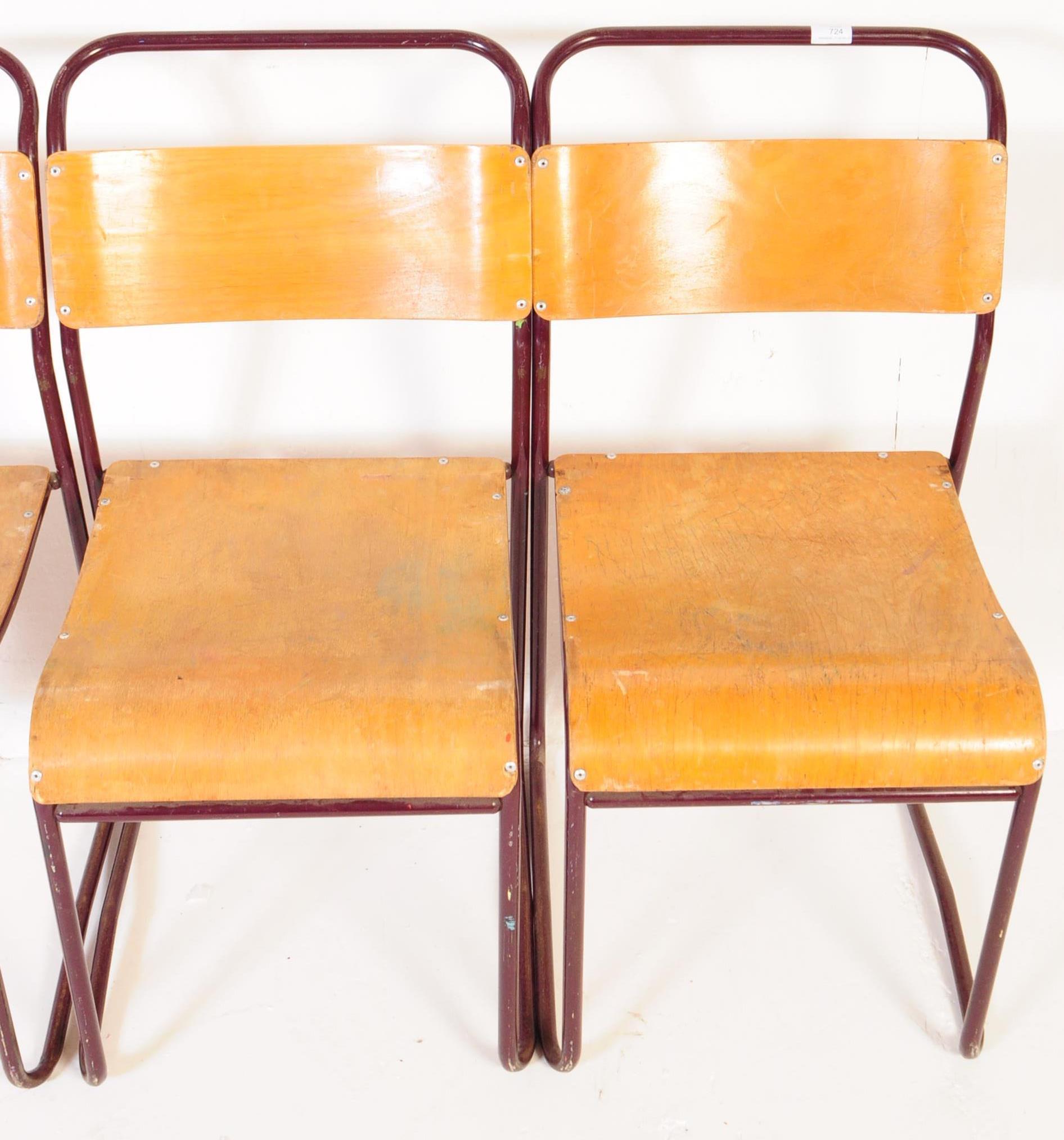 SET OF FOUR VINTAGE 20TH CENTURY SCHOOL STACKING CHAIRS - Image 3 of 6