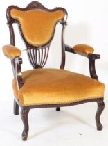 PAIR OF EDWARDIAN MAHOGANY SALON TUB ARMCHAIRS