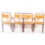 SET OF FOUR VINTAGE 20TH CENTURY SCHOOL STACKING CHAIRS