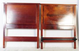 PAIR OF EDWARDIAN FLAME MAHOGANY INLAID SINGLE BEDS