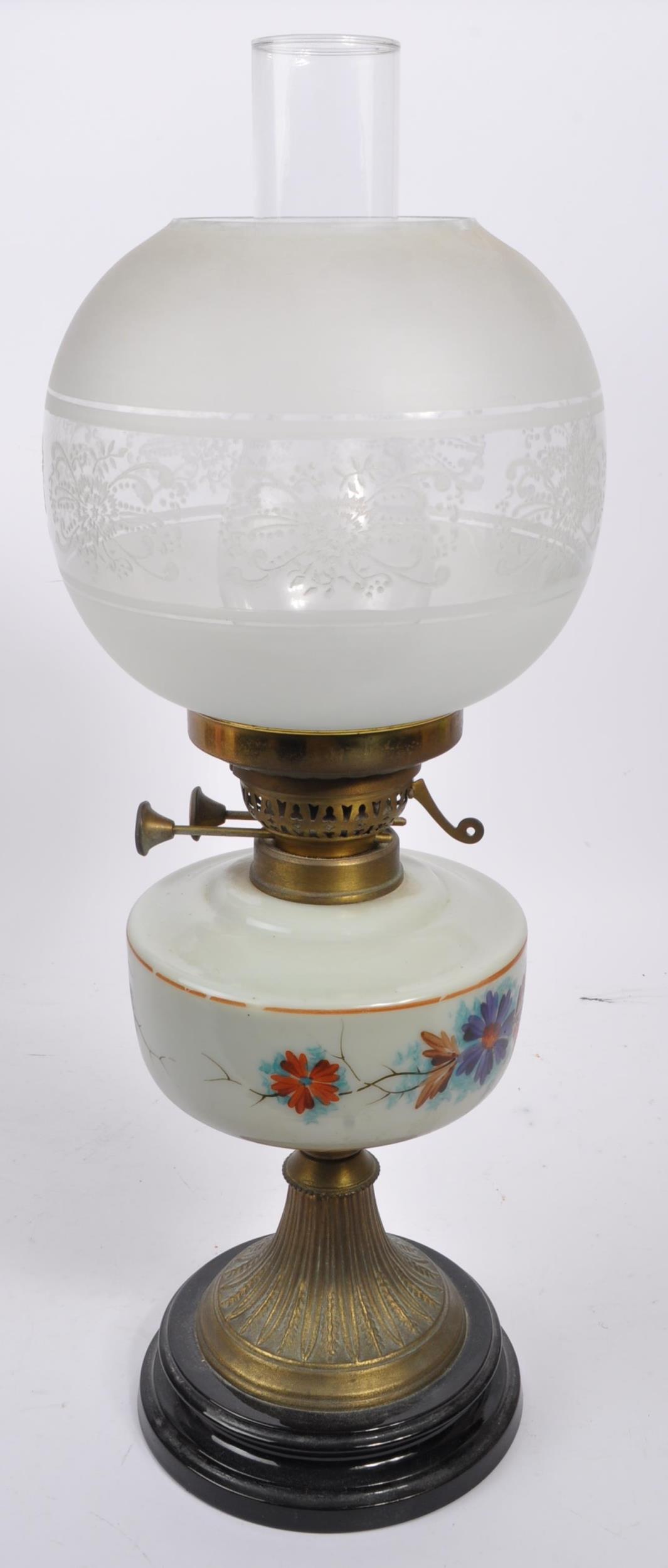 20TH CENTURY OPALINE GLASS OIL LAMP BY W&S BEST ENGLAND