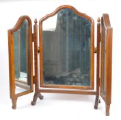 AN EDWARDIAN 20TH CENTURY MAHOGANY TRIPTYCH MIRROR