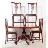19TH CENTURY DINING TABLE & CHIPPENDALE STYLE CHAIRS