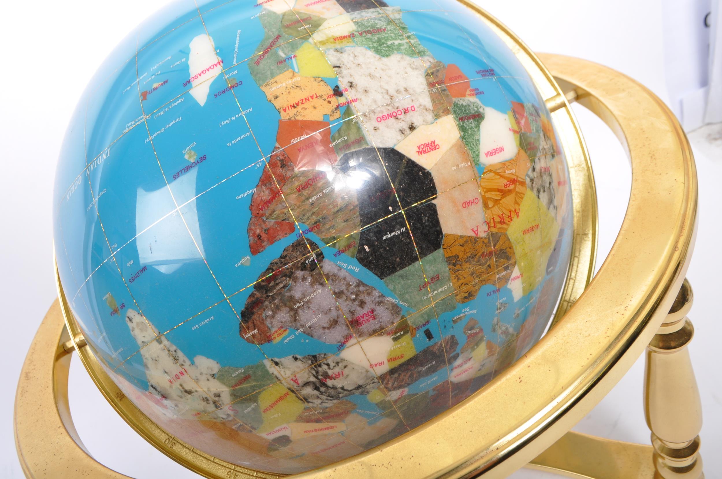 20TH CENTURY GEMSTONE WORLD GLOBE - Image 3 of 5