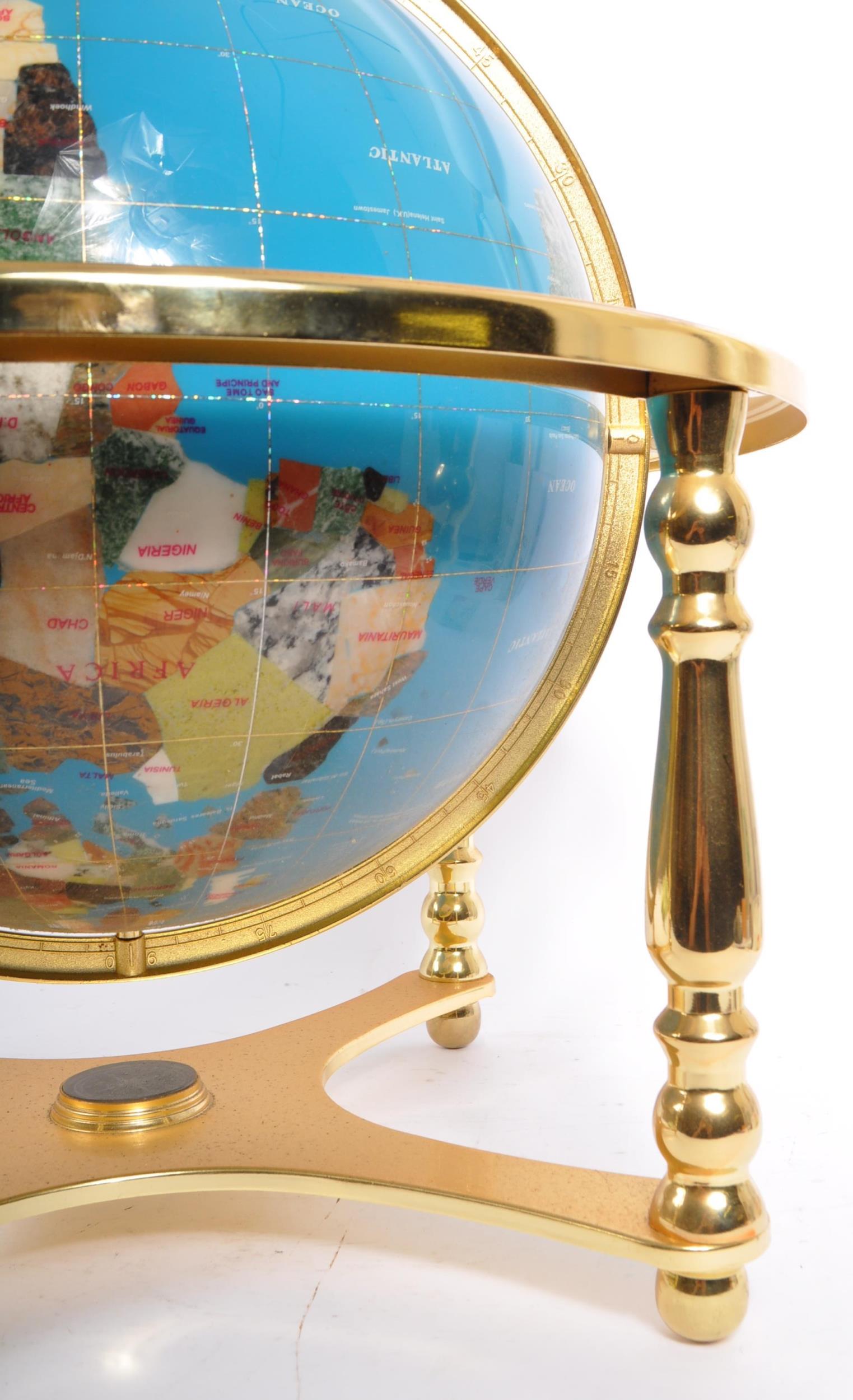 20TH CENTURY GEMSTONE WORLD GLOBE - Image 2 of 5