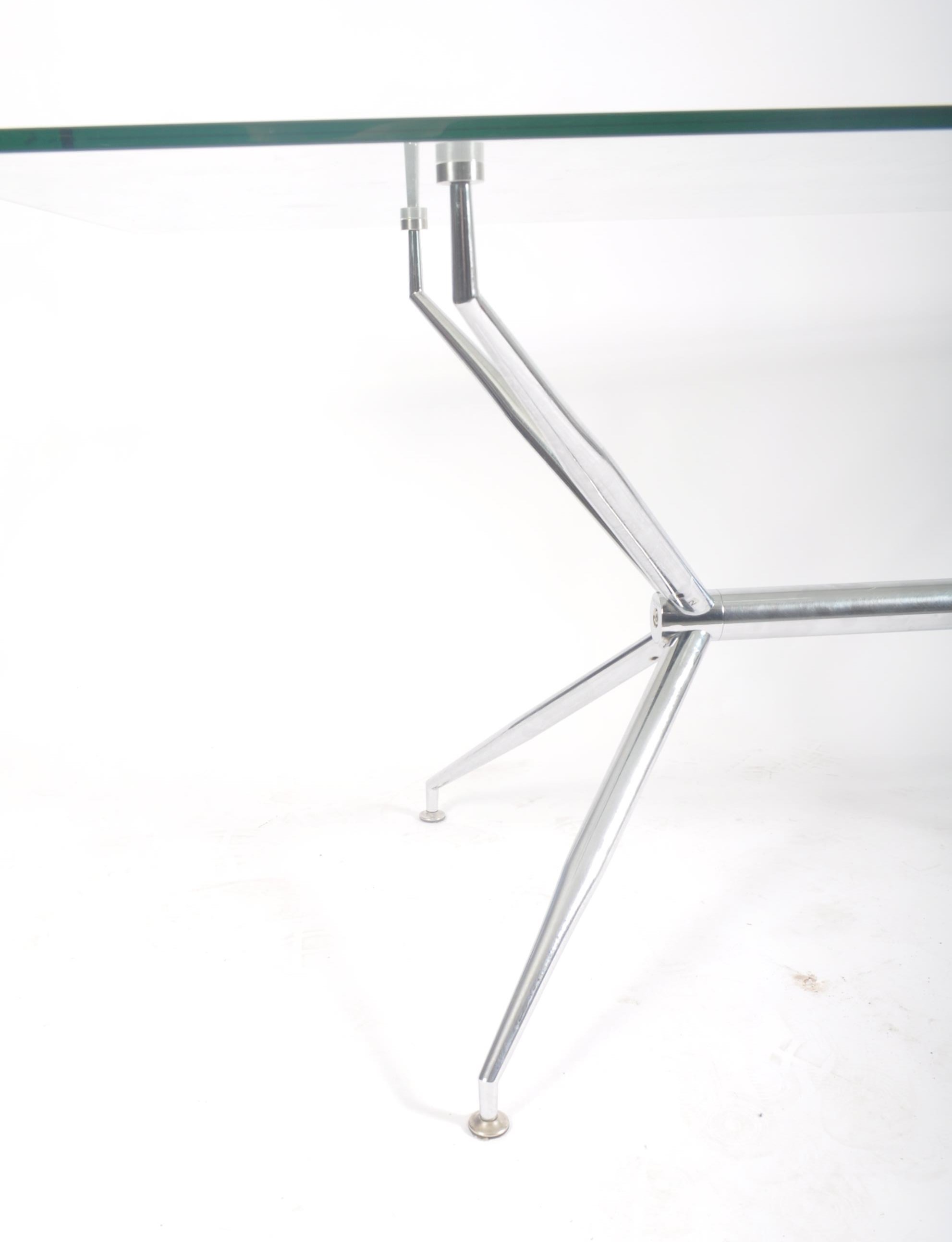 RETRO GLASS & CHROME DINING TABLE - Image 3 of 5