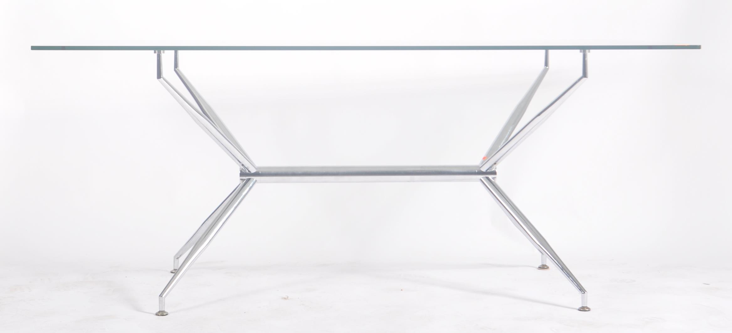 RETRO GLASS & CHROME DINING TABLE