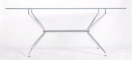 RETRO GLASS & CHROME DINING TABLE