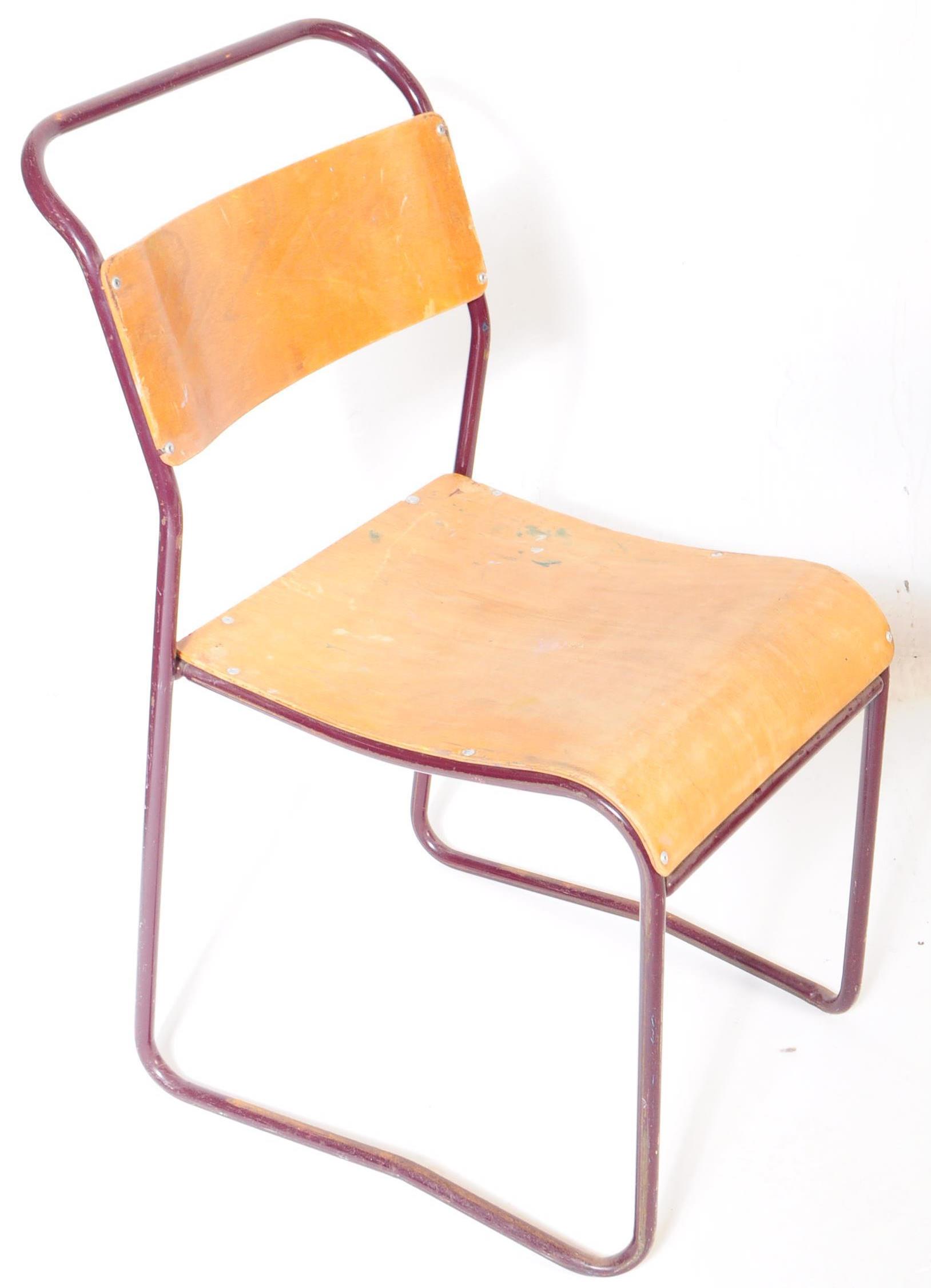 SET OF FOUR VINTAGE 20TH CENTURY SCHOOL STACKING CHAIRS - Image 5 of 6