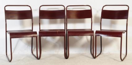 SET OF FOUR DU-AL MID 20TH CENTURY DINING STACKING CHAIRS