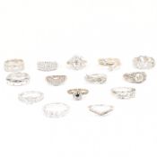 COLLECTION OF 925 SILVER & CZ & WHITE STONE RINGS