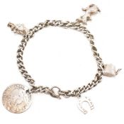 925 SILVER T BAR CHARM BRACELET