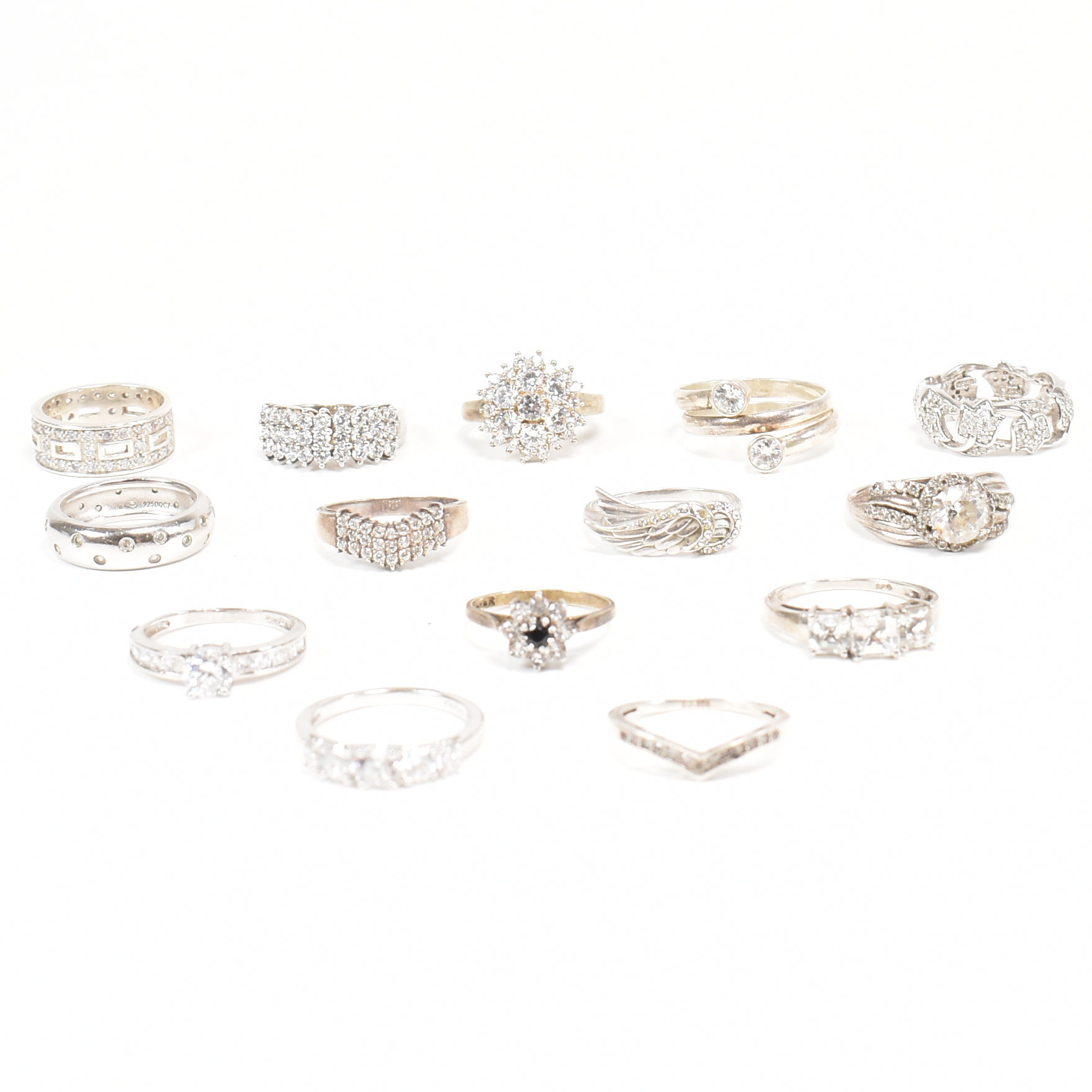 COLLECTION OF 925 SILVER & CZ & WHITE STONE RINGS - Image 2 of 6