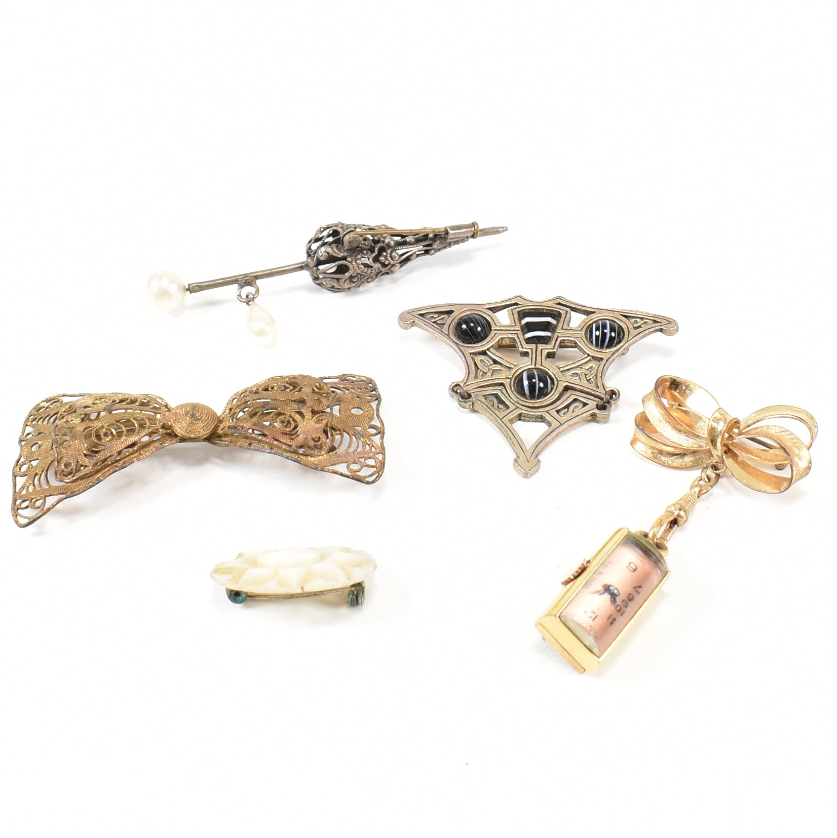 COLLECTION OF COSTUME BROOCHES & CZECH NECKLACE - Image 4 of 7