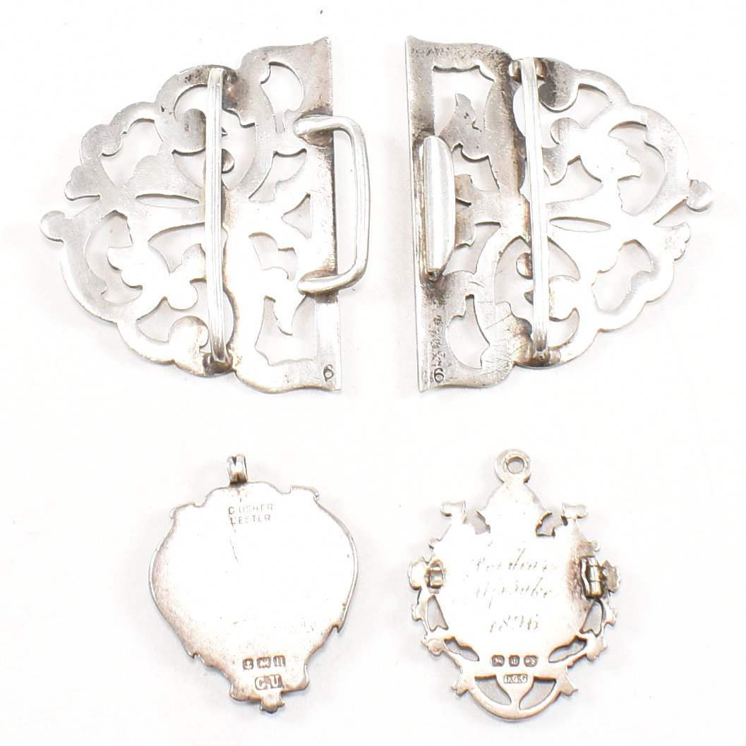 HALLMARKED SILVER NURSE'S BELT BUCKLE & SILVER FOB MEDALS - Image 2 of 5