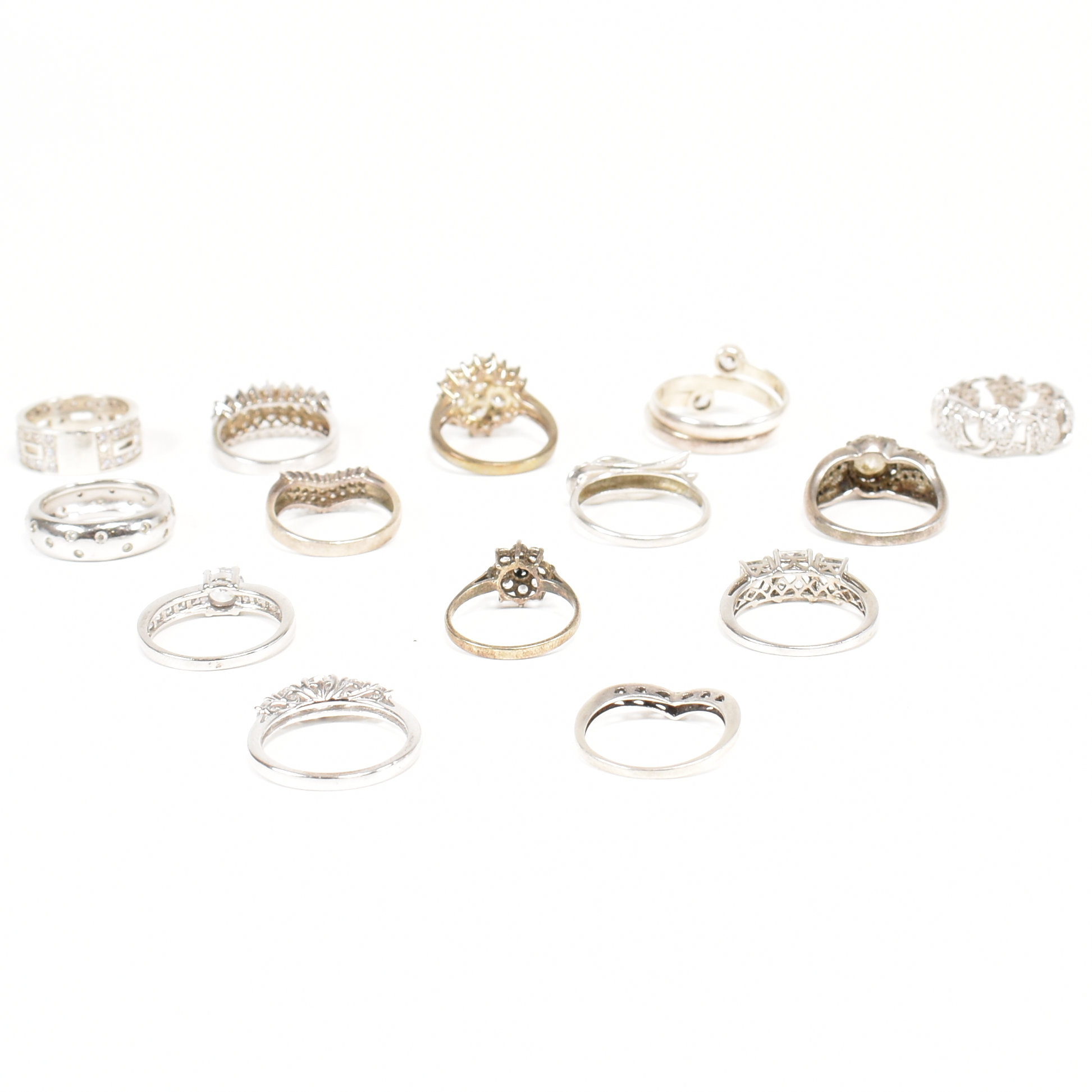 COLLECTION OF 925 SILVER & CZ & WHITE STONE RINGS - Image 3 of 6