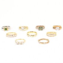 COLLECTION OF GOLD ON 925 SILVER CZ RINGS